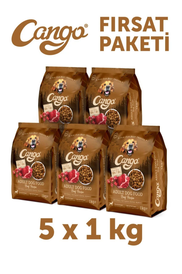 Cango Yetişkin Köpek Maması Etli Biftekli 1 Kg 5'li ürün görseli 1