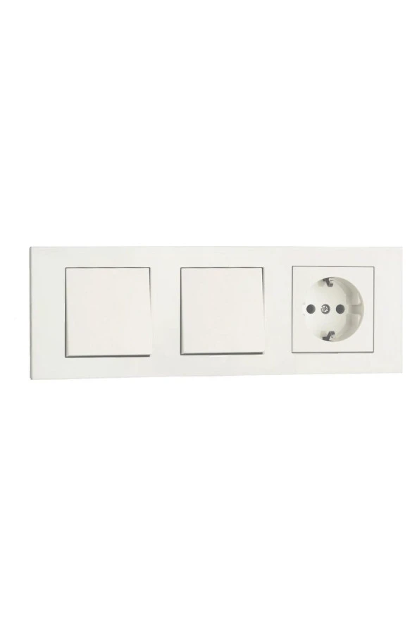 OVİVO GRANO BEYAZ ÜÇLÜ SET ANAHTAR+ANAHTAR+TOPRAKLI PRİZ+İÇLÜ ÇERÇEVE ürün görseli 1