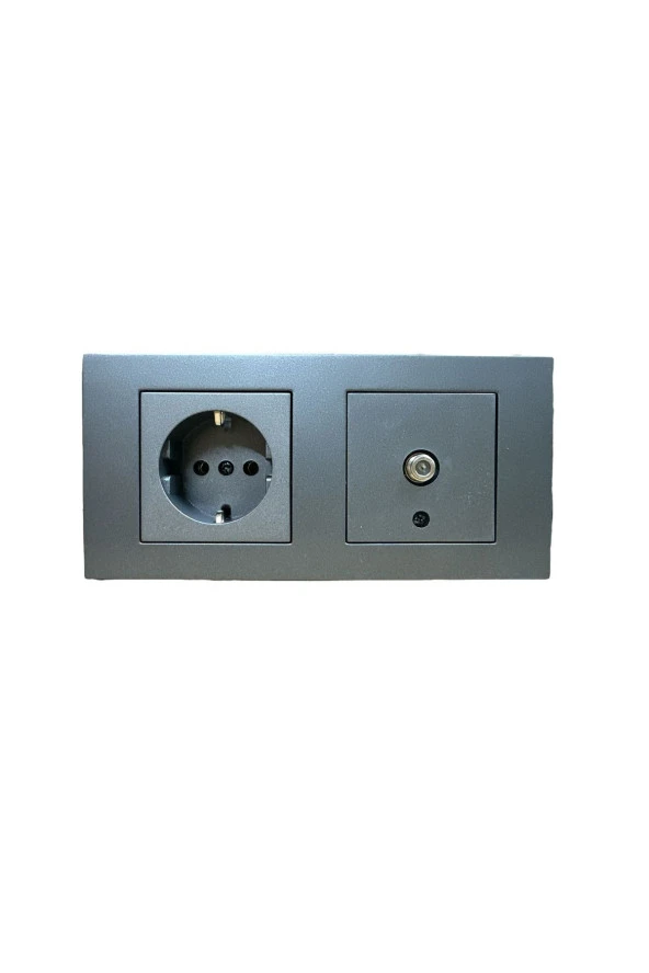 OVİVO GRANO FÜME TOPRAKLI PRİZ+TV PRİZİ  +İKİLİ ÇERÇEVE SET ürün görseli 1