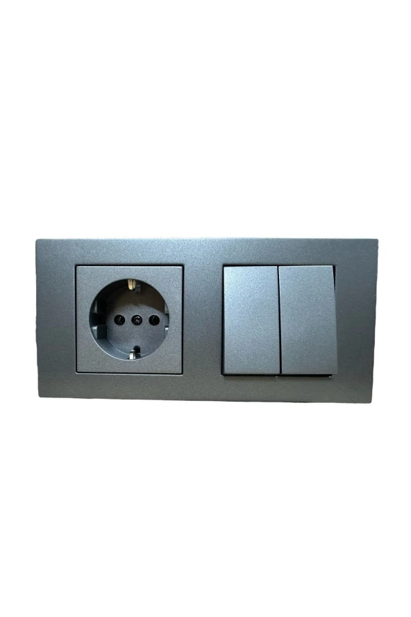 OVİVO GRANO FÜME TOPRAKLI PRİZ KOMÜTATÖR(İKİLİ ANAHTAR) SET(PRİZ+KOMÜTATÖR+İKİLİ ÇERÇEVE) ürün görseli 1
