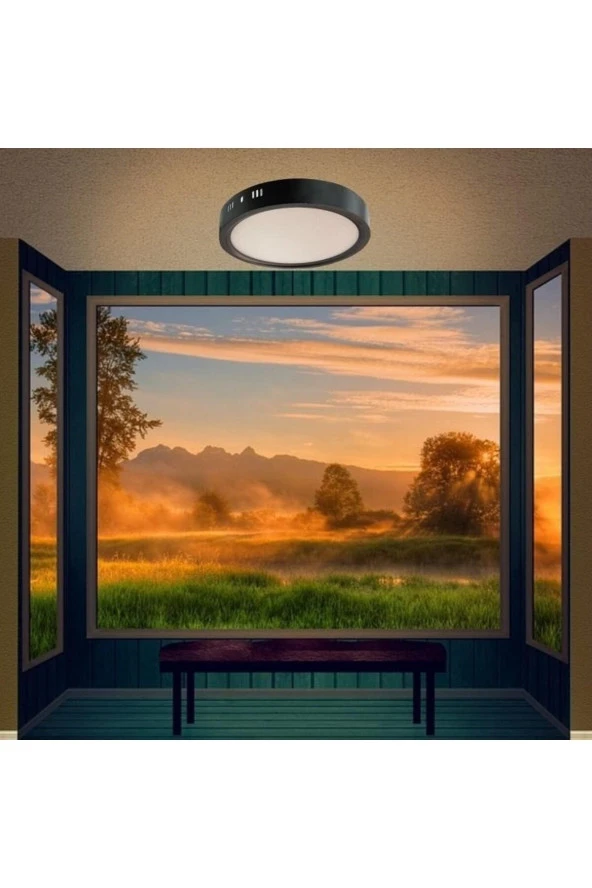 24 W SIVA ÜSTÜ LED ARMATÜR BANYO KİLER OFİS WC LAMBASI SİYAH KASA BEYAZ IŞIK ürün görseli 1