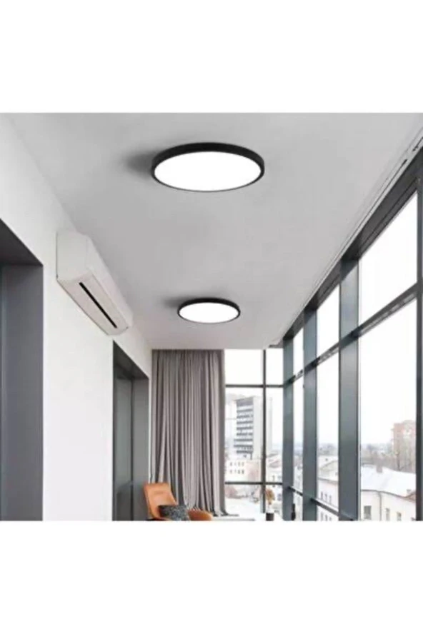 Led Tavan WC Kiler Ofis Lambası 24 W Yuvarlak Siyah Kasa Beyaz Işık ürün görseli 1