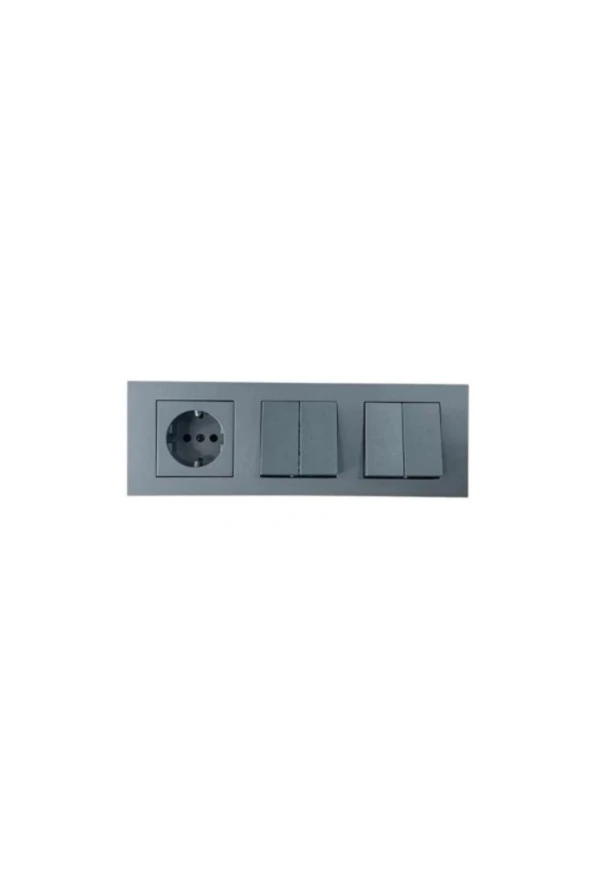 Ovivo Grano Füme Üçlü Set Topraklı Priz + Komütatör + Komütatör ürün görseli 1