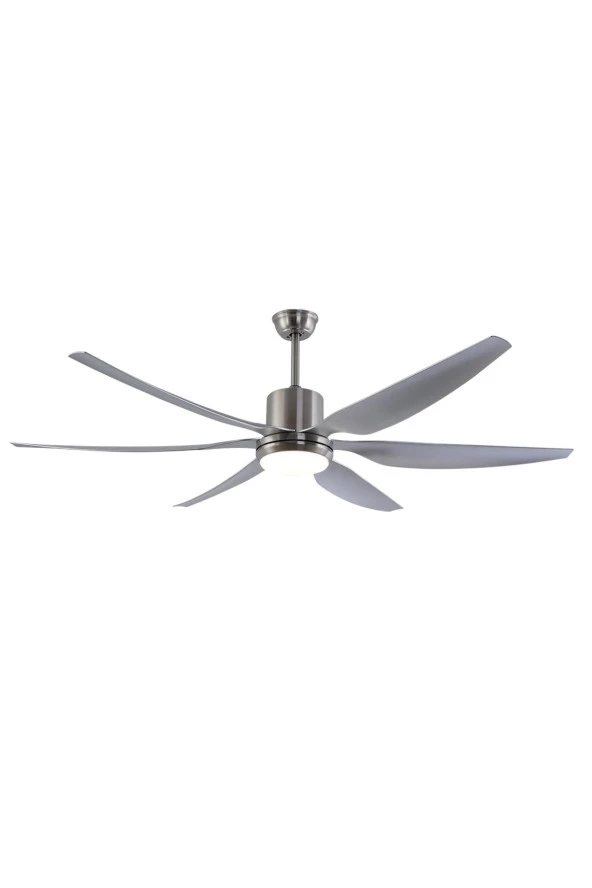 Breeze - Alaçatı DC Motor Mat Nikel - 168 Cm. Aydınlatmalı Ve Uzaktan Kumandalı Aydınlatmalı Tavan Vantilatörü ürün görseli 1