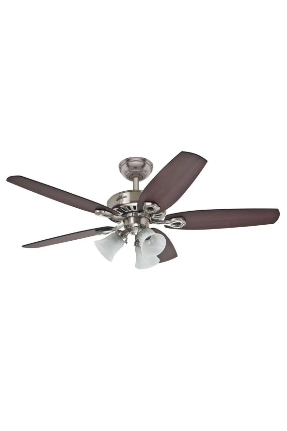 Hunter Vantilatör - Builders Plus Fırçalanmış Nikel - 132 Cm. Aydınlatmalı Tavan Vantilatörü ürün görseli 1