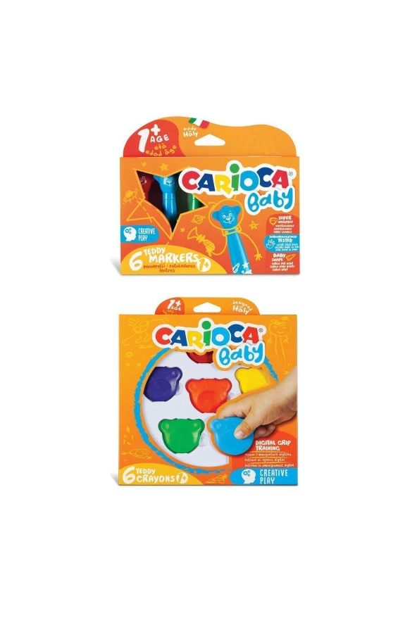 Jumbo Süper Yıkanabilir Keçeli Boya Kalemi 6lı & Baby Teddy Crayons 6lı ürün görseli 1