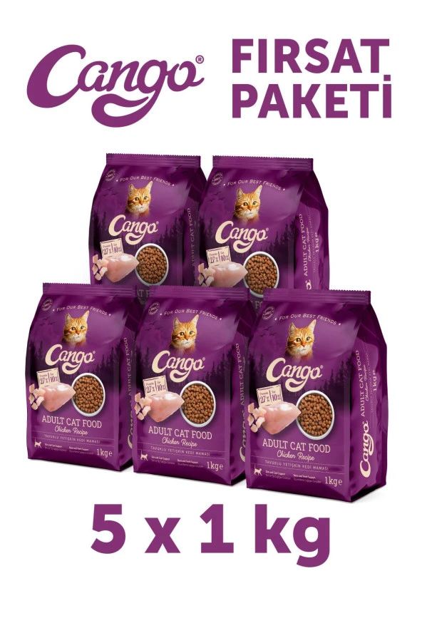 Cango Yetişkin Kedi Maması Tavuk Etli 1 Kg 5'li ürün görseli 1