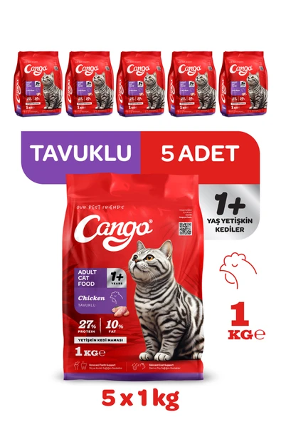 Cango Yetişkin Kedi Maması Tavuk Etli 1 Kg 5'li ürün görseli 1