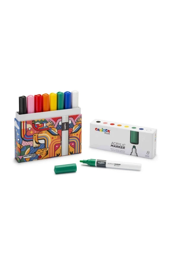 CARİOCA PLUS AKRİLİK MARKER 8Lİ (SERT KUTU) - Resim 2