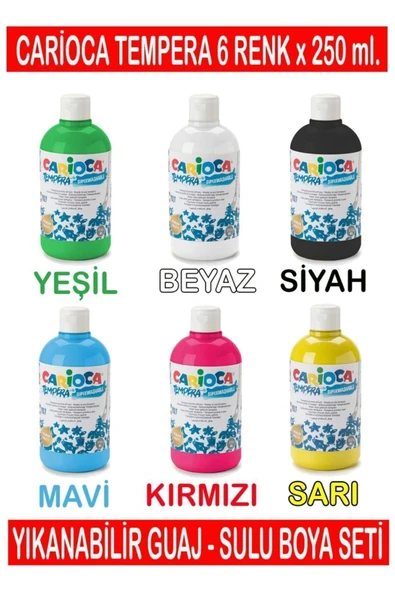 Tempera Yıkanabilir Sulu Boya Seti 6 Renk X 250 ml. ürün görseli 1