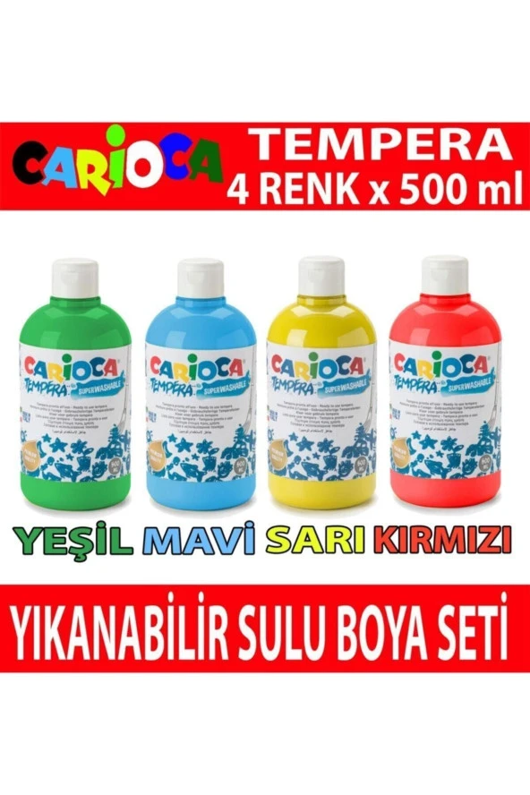 Tempera Yıkanabilir Sulu Boya Seti 4 Renk X 500 ml. ürün görseli 1