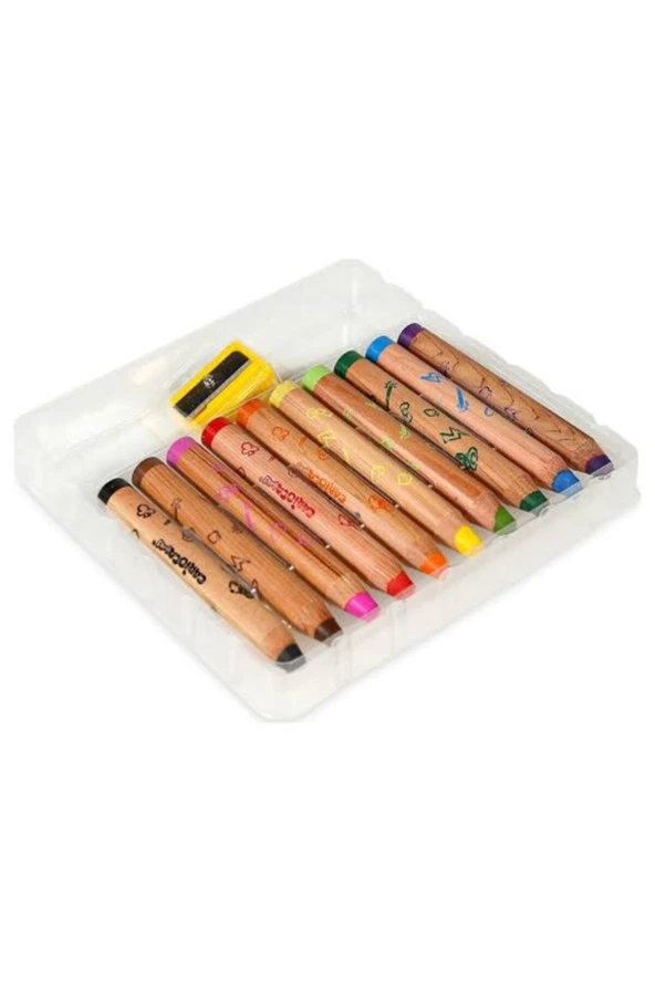 Carioca Baby "3 In 1" Jumbo Ahşap Gövdeli Boya Kalemi 10'lu (kalemtraş Hediyeli) ürün görseli 1
