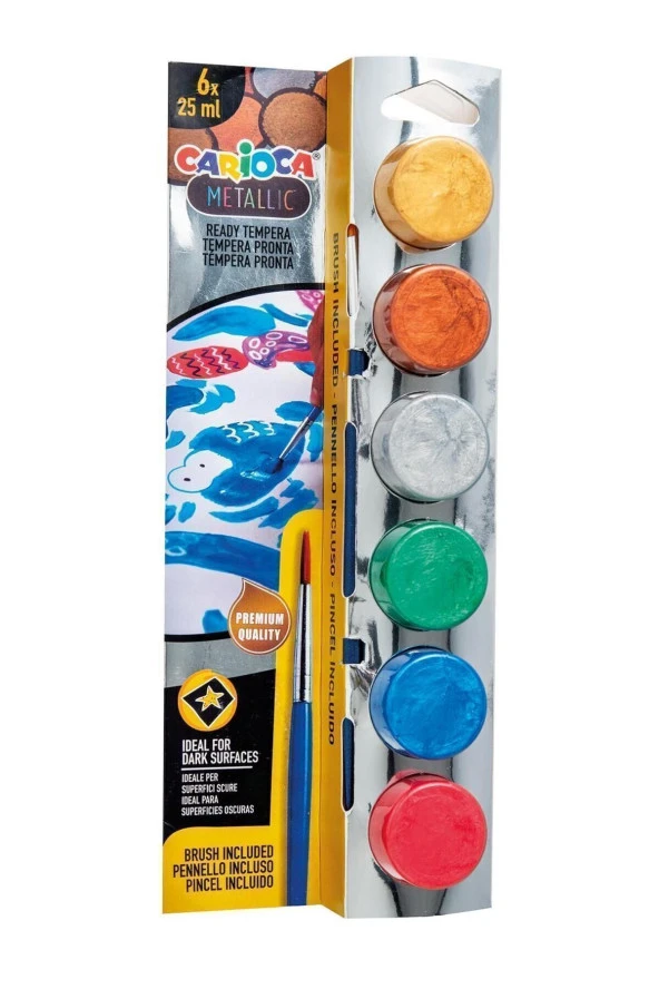 6 Renk Metalik Tempera Yıkanabilir Suluboya 25 ml 40426 ürün görseli 1