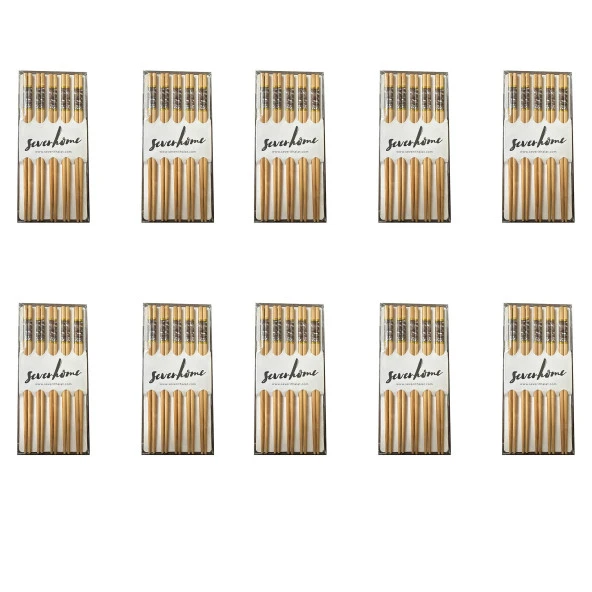 Desenli Yıkanabilir Kore Japon Çin Bambu Chopsticks Yemek Çubuğu - 24 Cm. - 5 Çiftlik 10 Paket ürün görseli 1