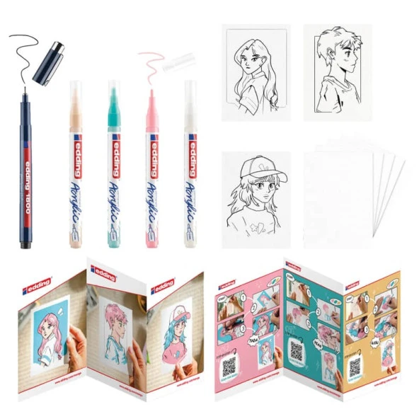 Edding 5300 Akrilik Boyama Markörü 1-2 mm 5 Renk Set Manga ürün görseli 1