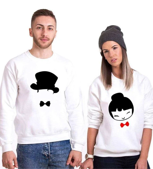 Tshirthane Papyon  Sevgili Kombinleri Sweatshirt Kombini ürün görseli 1