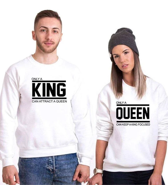 Tshirthane Onlya King Onlya Queen Sevgili Kombinleri Sweatshirt Kombini ürün görseli 1