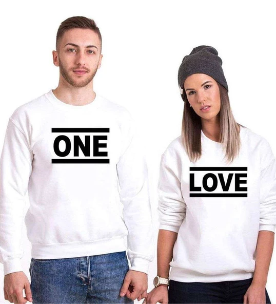 Tshirthane One Love Sevgili Kombinleri Sweatshirt Kombini ürün görseli 1