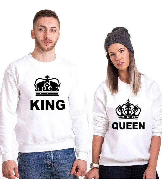 Tshirthane King Queen Sevgili Kombinleri Sweatshirt Kombini ürün görseli 1