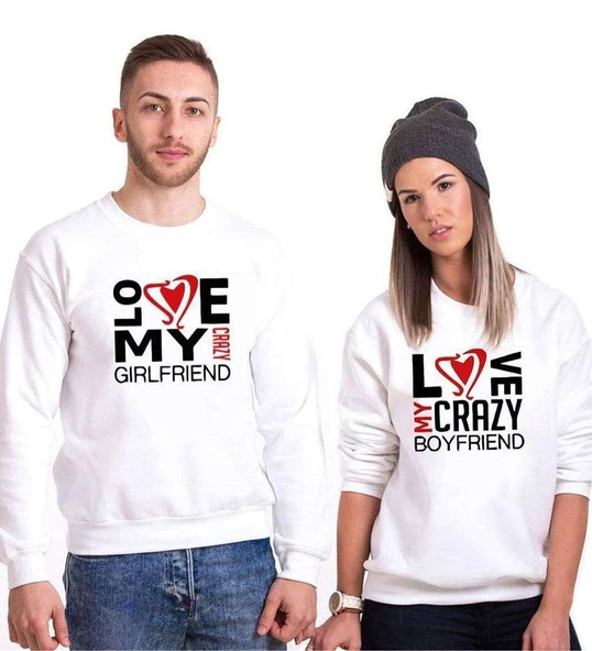Tshirthane Lo Ve Crazy  Sevgili Kombinleri Sweatshirt Kombini ürün görseli 1