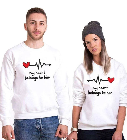 Tshirthane My Heart Belongs To  Sevgili Kombinleri Sweatshirt Kombini ürün görseli 1