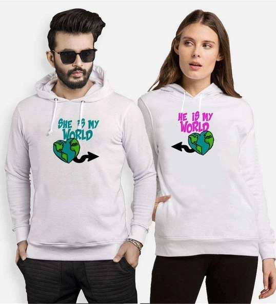 Tshirthane My World Sevgili Kombinleri Kapüşonlu Kombini ürün görseli 1