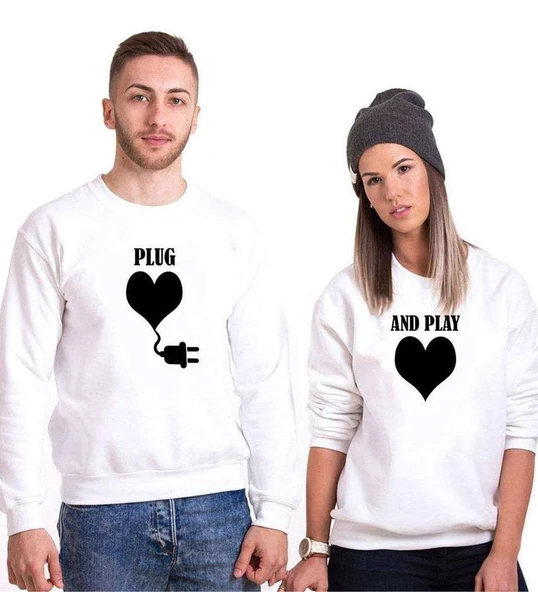 Tshirthane Plug And Play  Sevgili Kombinleri Sweatshirt Kombini ürün görseli 1