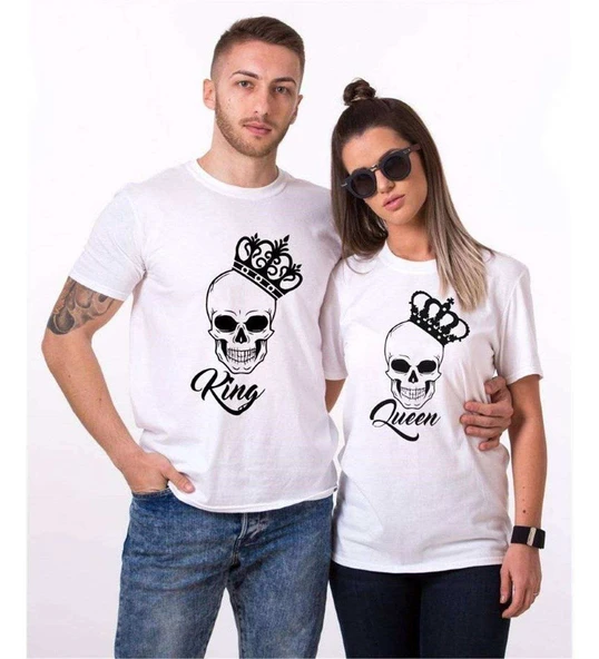Tshirthane King Queen Kurukafa  Sevgili Kombinleri Tshirt Kombini ürün görseli 1