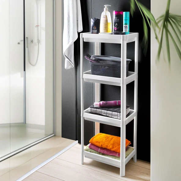 4 Katlı Düzenleyici Raf Ünitesi Beyaz, Kitaplık, Banyo, Mutfak Rafı. Ayakkabılık, Organizer ürün görseli 1
