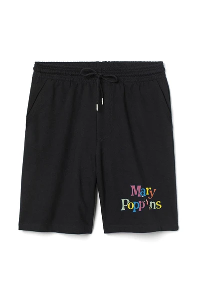 Mary Poppins Colorful Letters Erkek Siyah Şort ürün görseli 1