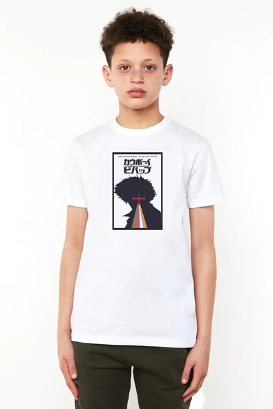 See You In Space Cowboys Minimalist Anime Poster Beyaz Çocuk Bisikletyaka Tshirt ürün görseli 1