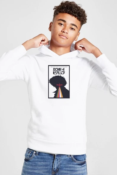 See You In Space Cowboys Minimalist Anime Poster Beyaz Çocuk 3ip Kapşonlu  Sweatshirt ürün görseli 1