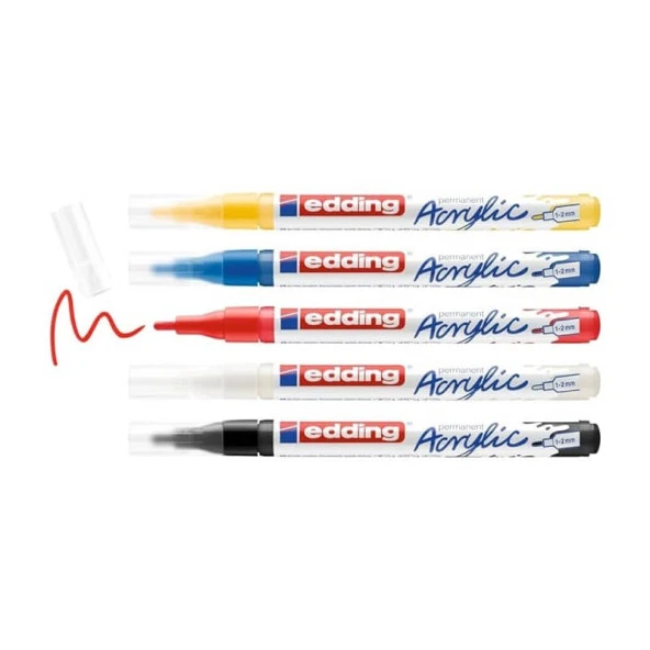 Edding 5300 Akrilik Boyama Markörü 1-2 mm 5 Renk Set Basic ürün görseli 1