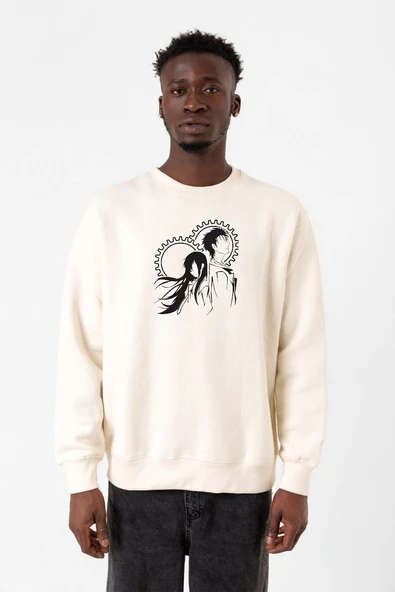 Steins Gate Okabe and Kurisu Ekru Erkek 2ip Sweatshirt ürün görseli 1