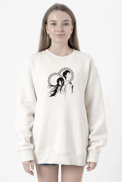 Steins Gate Okabe and Kurisu Beyaz Kadın 2ip Sweatshirt ürün görseli 1