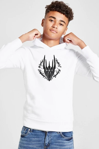 The Rings Of Power Sketch Beyaz Çocuk 3ip Kapşonlu  Sweatshirt ürün görseli 1