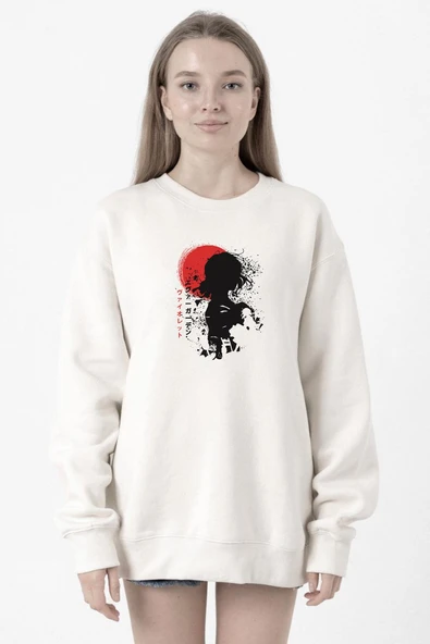 Violet Evergarden Anime Dark Poster Beyaz Kadın 2ip Sweatshirt ürün görseli 1