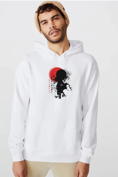 Violet Evergarden Anime Dark Poster Beyaz Erkek 3ip Kapşonlu  Sweatshirt ürün görseli 1