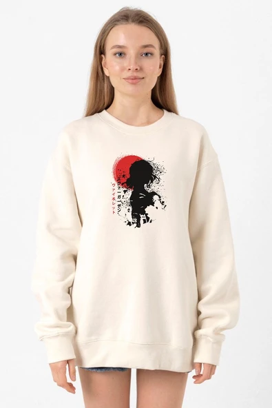 Violet Evergarden Anime Dark Poster Ekru Kadın 2ip Sweatshirt ürün görseli 1