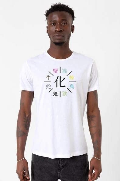 Monogatari Anime Apparitions Beyaz Erkek Bisikletyaka Tshirt ürün görseli 1