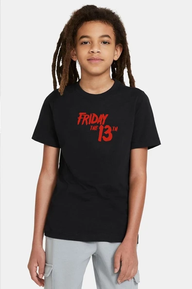 Friday The 13th Letter Logo Siyah Çocuk Tshirt ürün görseli 1
