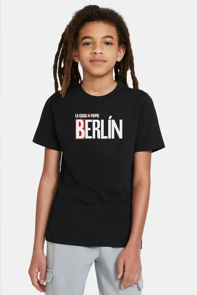 La Casa De Papel Berlin Siyah Çocuk Tshirt ürün görseli 1