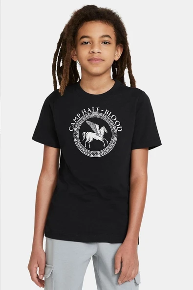 Percy Jackson Camp Half Blood Siyah Çocuk Tshirt ürün görseli 1