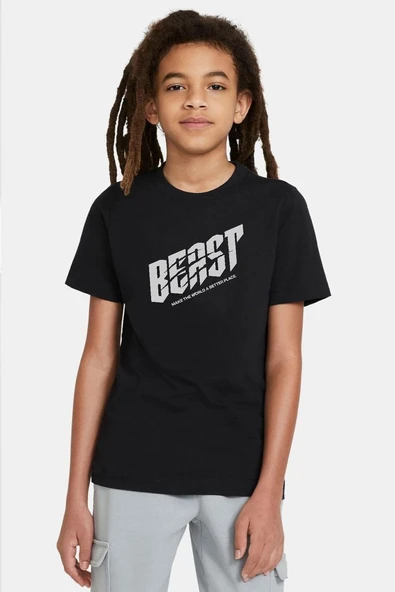 Mr Beast Make The World Siyah Çocuk Tshirt ürün görseli 1