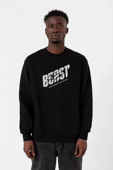 Mr Beast Make The World Siyah Erkek 2ip Sweatshirt ürün görseli 1