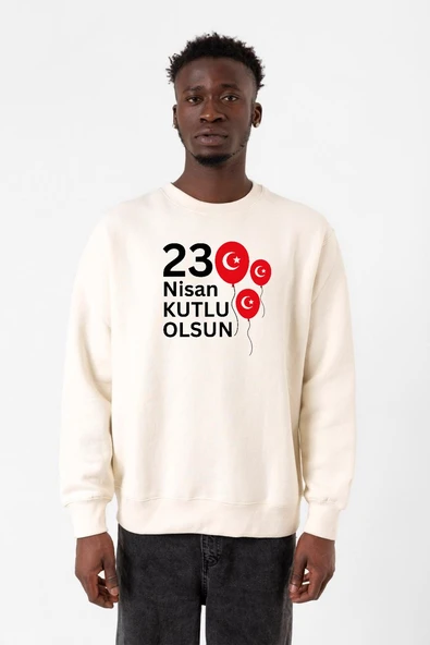 23 Nisan Balon Ekru Erkek 2ip Sweatshirt ürün görseli 1