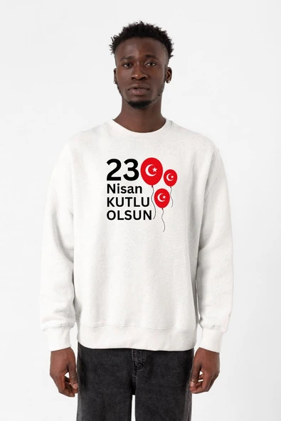 23 Nisan Balon Beyaz Erkek 2ip Sweatshirt ürün görseli 1