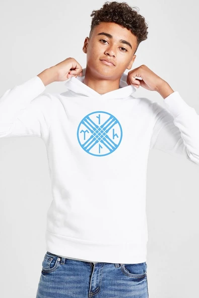 Tengri Tamga Beyaz Çocuk 3ip Kapşonlu  Sweatshirt ürün görseli 1