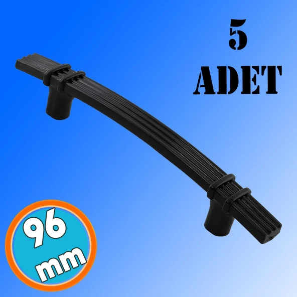 Sert Plastik Siyah Çekmece Mobilya Mutfak Dolap Kulbu Kulpu Kulpları 96 mm Kulp 5 ADET ürün görseli 1