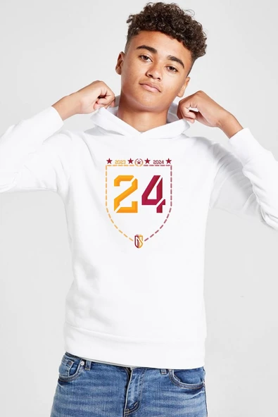 24 Şampiyonluk Beyaz Çocuk 3ip Kapşonlu  Sweatshirt ürün görseli 1